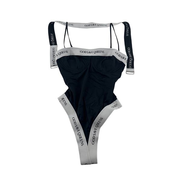 God Save Queens Black Carrara One Piece Bodysuit Size XS - Picture 3 of 7